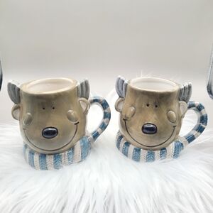 Reindeer Holiday Mugs, Set of 2
